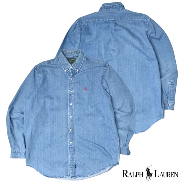 90s RRL 전신 폴로 랄프로렌 컨트리 데님셔츠 청남방