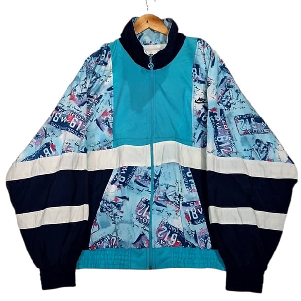 나이키 패턴 블루종 자켓
