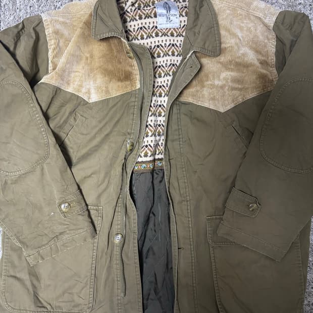 일본판 코듀로이 카키 자켓 사이즈 105-110