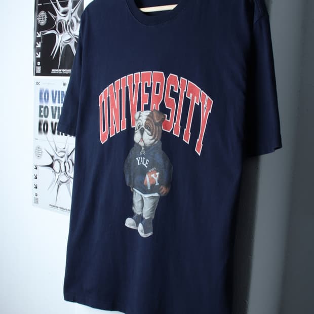 (L-2XL) 예일 반팔 티셔츠 빅로고 네이비 올드스쿨-H31008