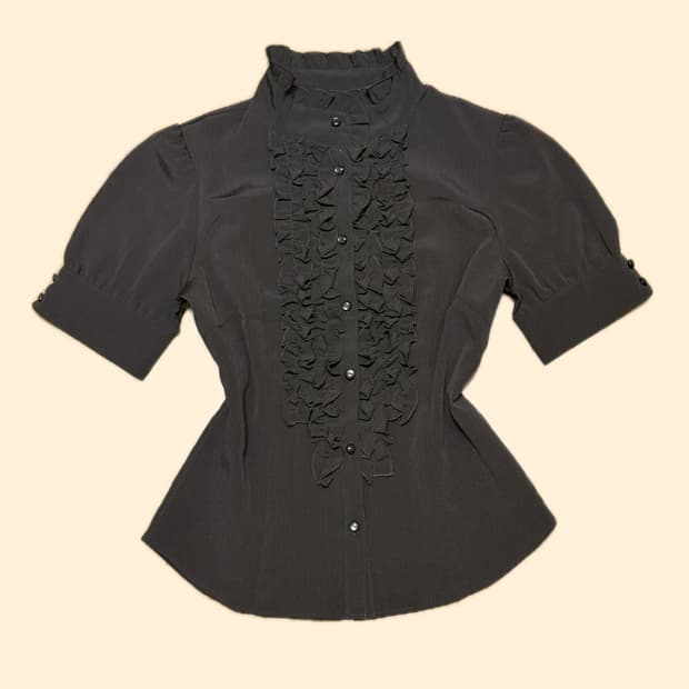 브라운 프릴 블라우스 고스로리 고딕