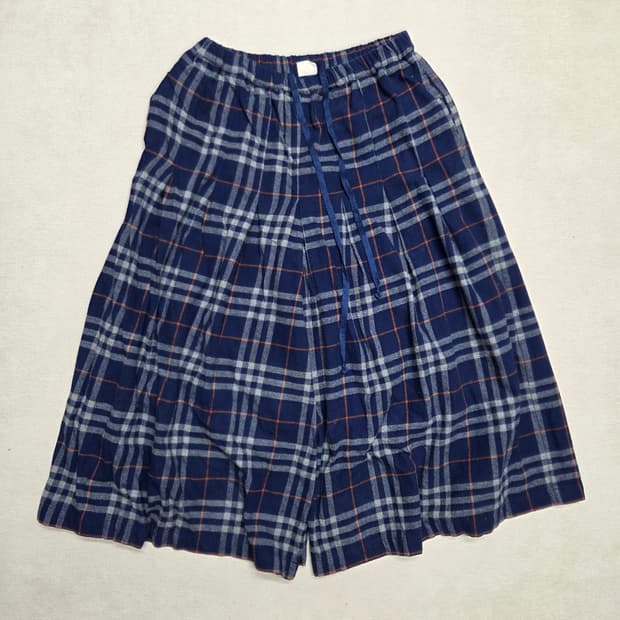 일본 빈티지 아메카지 모리걸 타탄 체크 와이드 팬츠