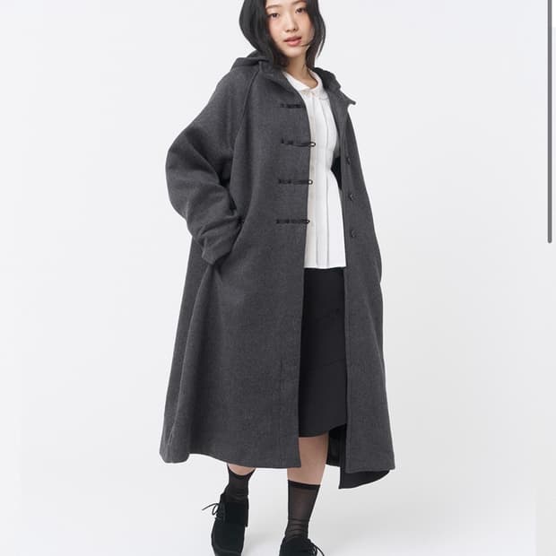 미세키서울 Hoodie long duffle coat CHARCOAL