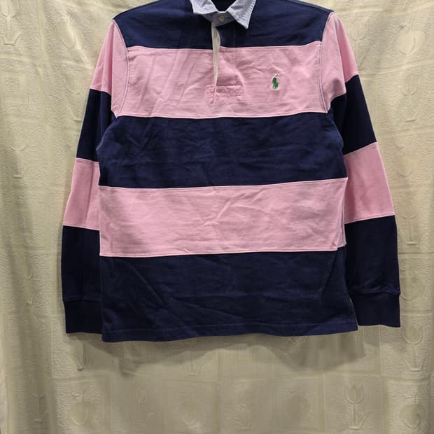 폴로 랄프로렌 단가라 럭비티  핑크/네이비 L(100)
