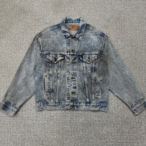 M 리바이스80s levis 빈티지 에시드 워싱 트러커 데님 청자켓