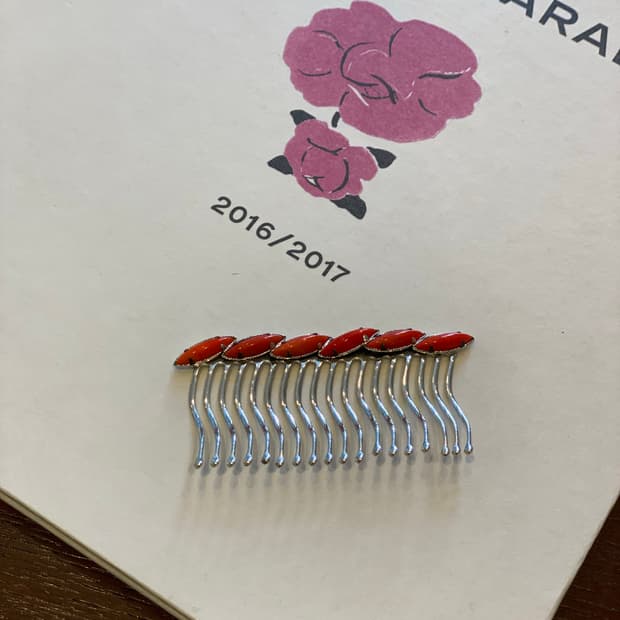 천연 산호 빗핀 헤어핀