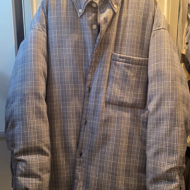 [M] Stu 오버핏 체크 패딩셔츠