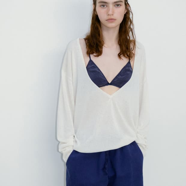 리본빛 Kind Paper V-neck Knit - Ivory