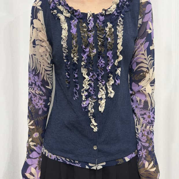 mesh design cardigan
