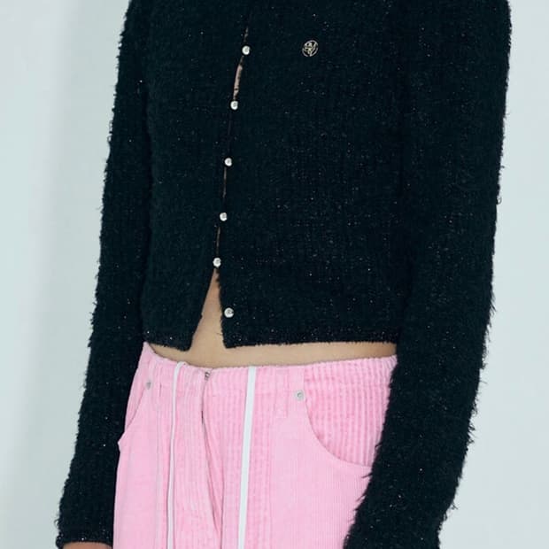 김미더영 트위드 니트 가디건 블랙