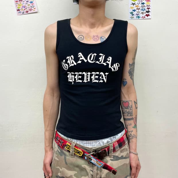 lettering cubic black sleeveless