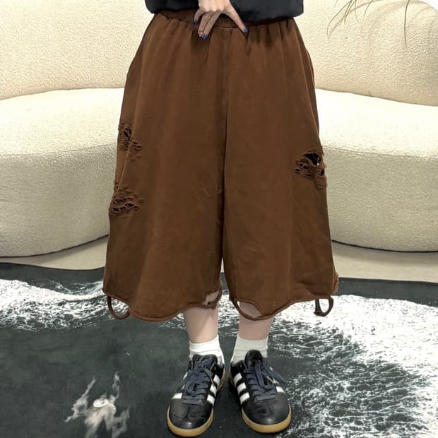 자체제작)데미지 스웻 버뮤다팬츠