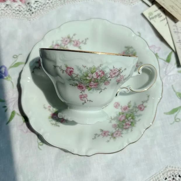 요한 하빌랜드 브라이덜로즈 찻잔 듀오