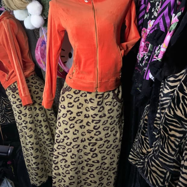 갸루 레오파드 퍼 롱스커트