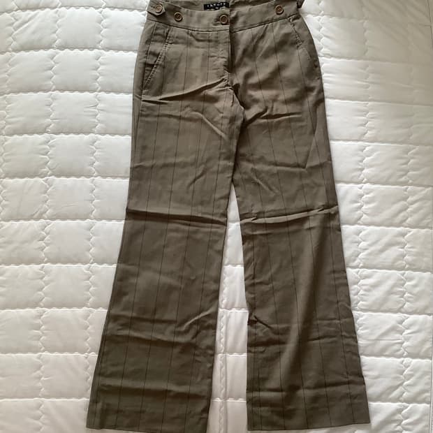 띠어리 로우라이즈 스트라이프 슬랙스 팬츠