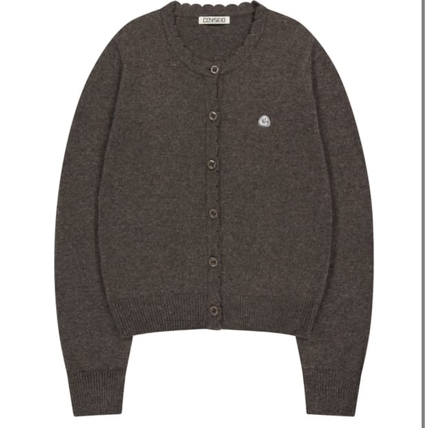 코이세이오 플라워 버튼 가디건 브라운