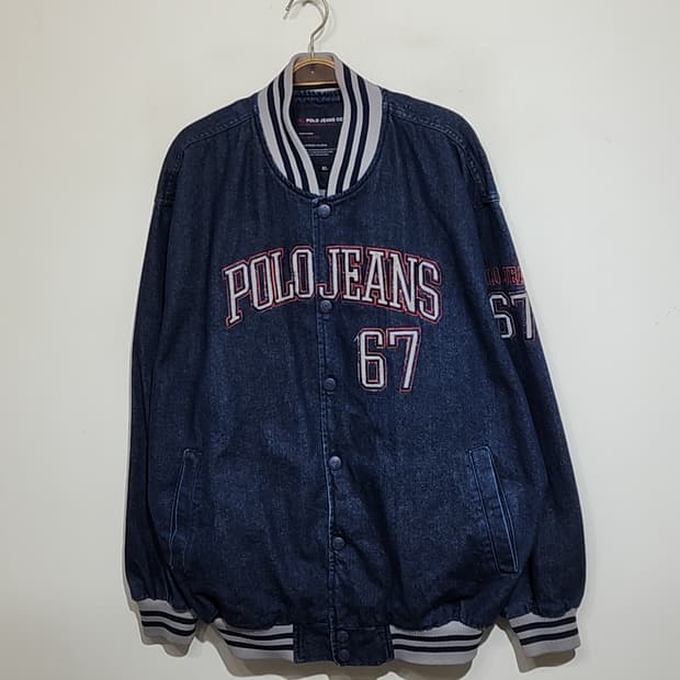 (XXL) 폴로진스 블루종 데님점퍼 빅로고 빅사이즈 청자켓 