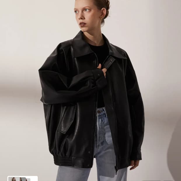 레이디볼륨 레더 오버핏 자켓