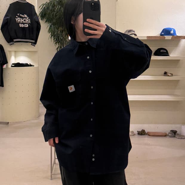 칼하트 박시핏 투포켓 워크 셔츠 네이비 U172