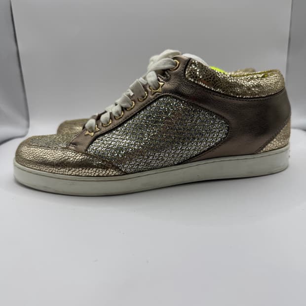 지미추 JIMMY CHOO 골드 메탈릭 글리터 스니커즈 36