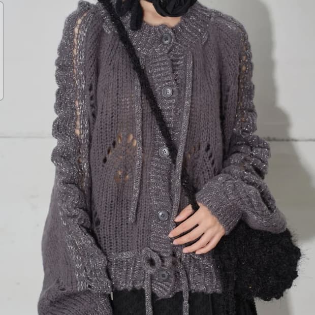 Glittered Knit Cardigan[Charcoal]