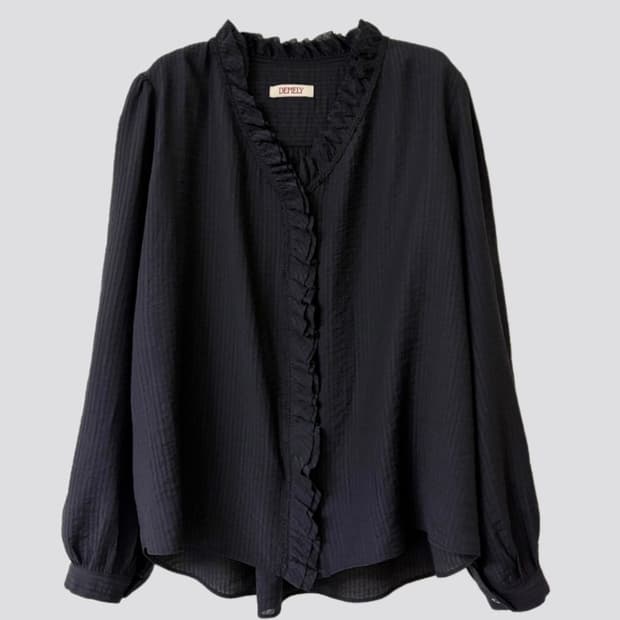 DEMELY 링클 컬리 블라우스 새상품 블랙