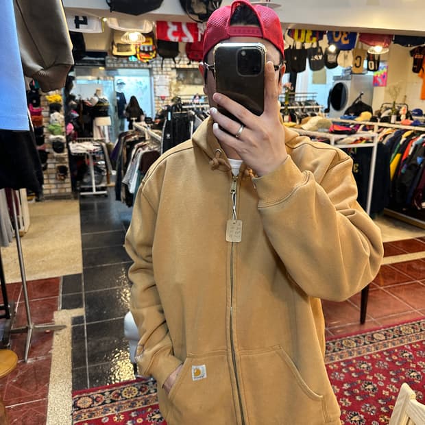 칼하트 레인 디펜더 된장 컬러 후드 집업 XL