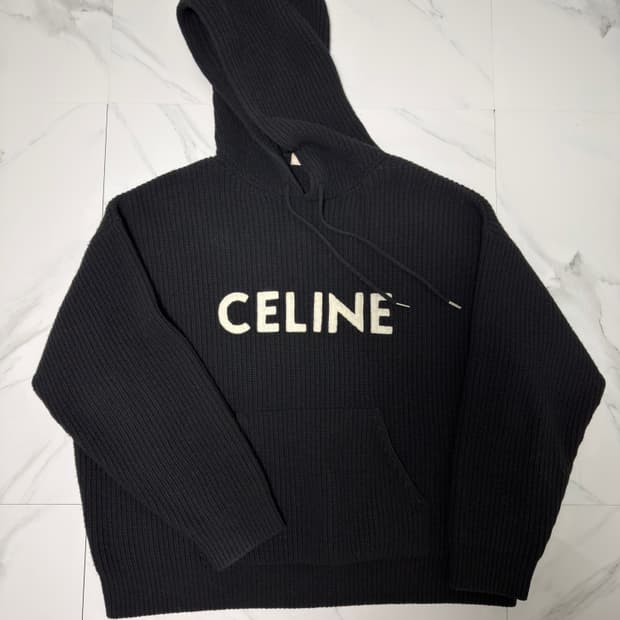 셀린느 리브드 울 후드티 XS 블랙