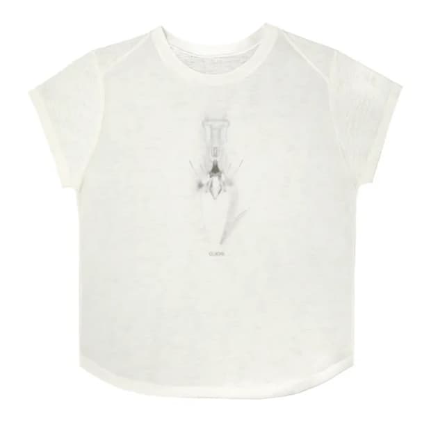 오호스 Sheer Knit Half Top / Ivory