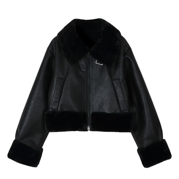 보헤미안서울 하이넥 쇼츠 무스탕 블랙