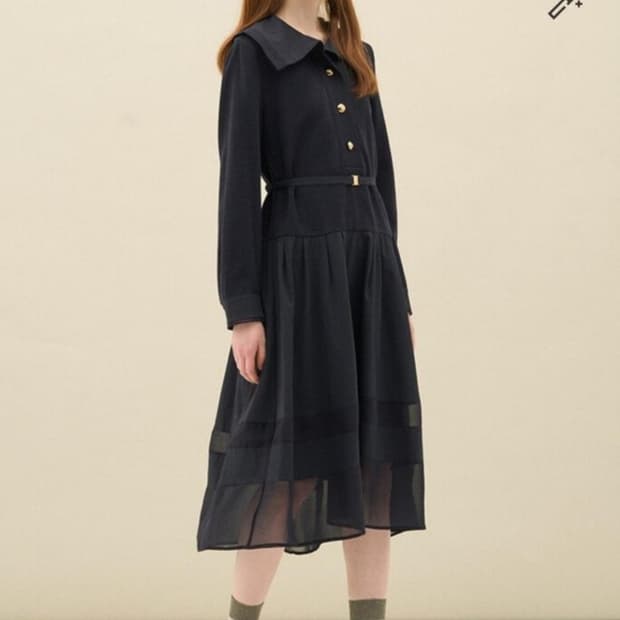 SJSJ 벨티드 세일러 셔링 원피스 55사이즈