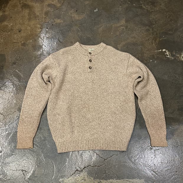90s LL Bean 렘스울 버튼넥 니트 L
