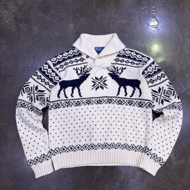 폴로 랄프로렌 코위찬 페어아일 디어 캐시미어 앙고라 스웨터 L