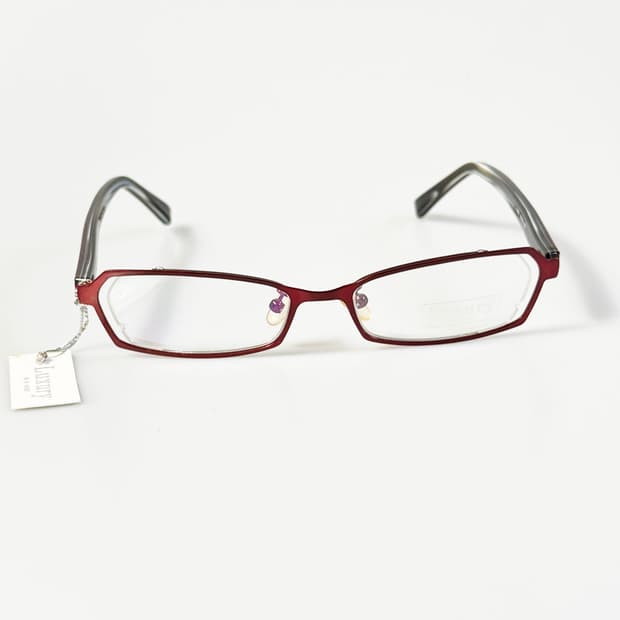 LUXURY OCCHIALI 버건디 메탈 슬림 스퀘어 빈티지 안경