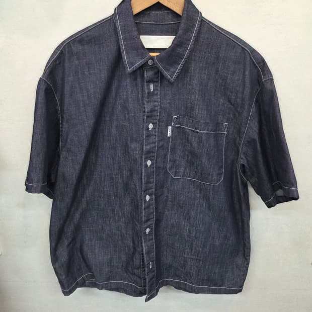 플랙 스티치 데님 셔츠반팔 L