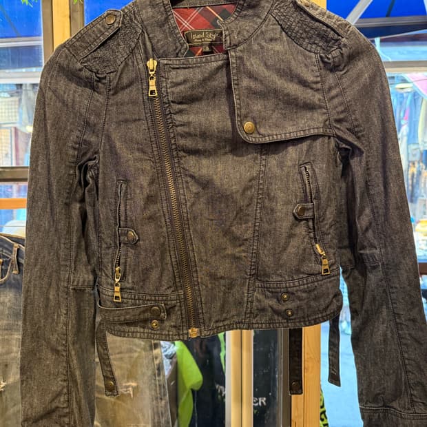 아일랜드스타일 크롭 흑청자켓