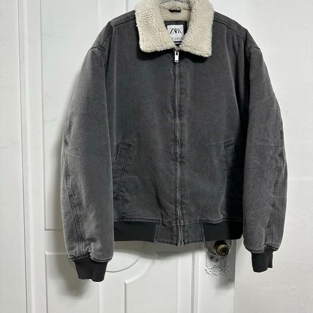 자라 페이크 시어링 워시드 자켓