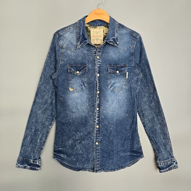 버커루 BUCKAROO 인디고 데님 웨스턴 셔츠 M