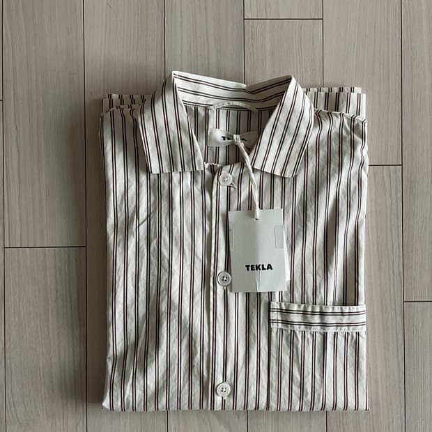 Tekla 스트라이프 긴팔 파자마 셔츠 S