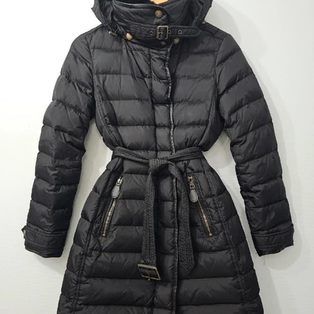 정품 버버리 블랙 벨티드 롱패딩 ~55