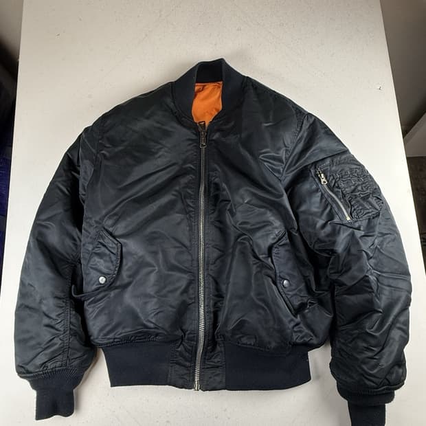 80s 미공군 납품용 알파인더스트리 MA-1 플라이트자켓 네이비