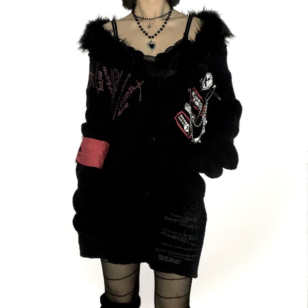 Mad punks 퍼 집업 가디건 매드펑크