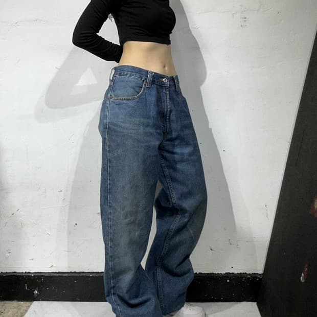 리바이스 505 중청 와이드 데님 팬츠 34