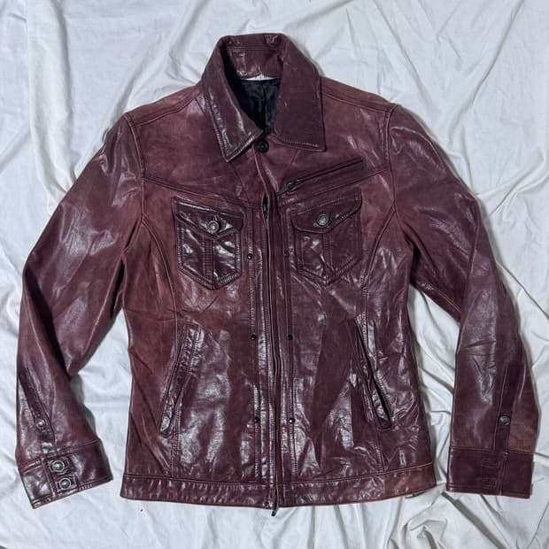 ASM 버팔로 레더 트러커 자켓 y2k vkei 토네이도마트