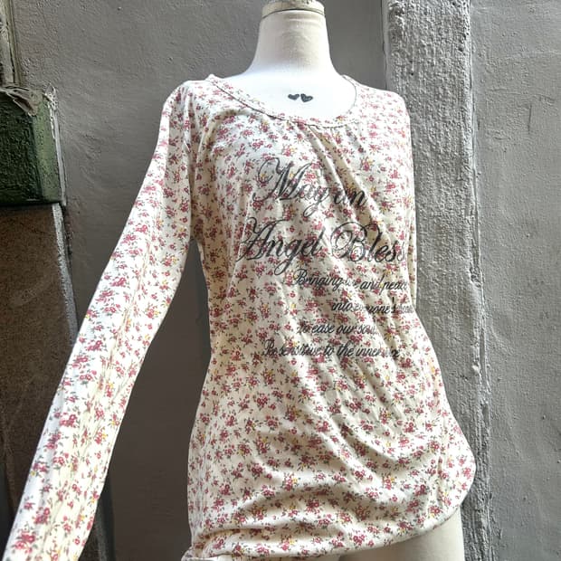 *새상품* 일본빈티지 모리 플라워 프린팅 롱슬리브