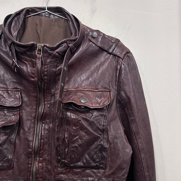 핸드메이드 빈티지 램스킨 레더 라이더자켓
