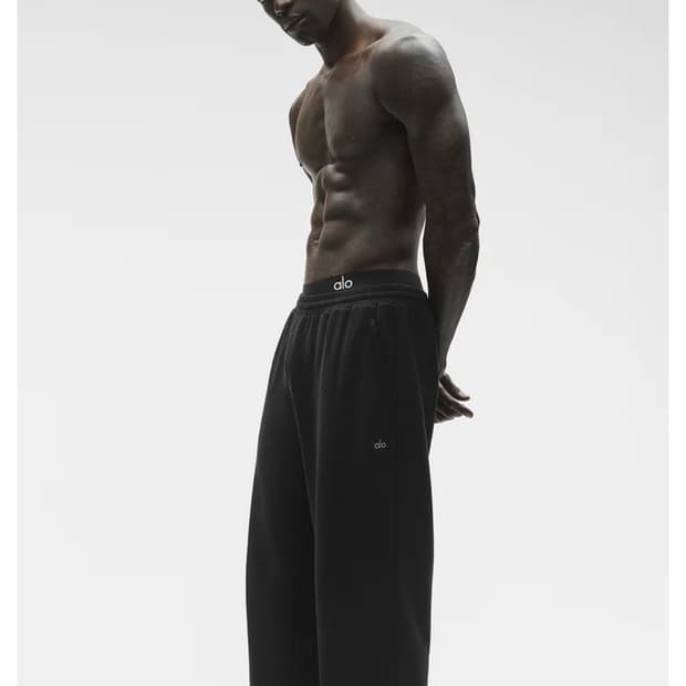 S) 한정판 알로 블랙 스트레이트 레그팬츠