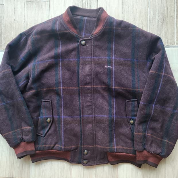 90s 라피도 빈티지 오버핏 체크 봄버자켓 M~L정도