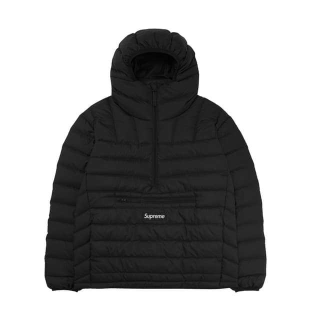 [XL] 슈프림 마이크로다운 하프 집 후드 풀오버 블랙 -25FW