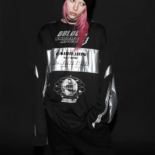 배드블러드 패뷸러스 스포츠 긴팔 티셔츠 라지핏 실버/블랙 L